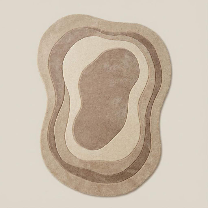 Translation missing: es.Organic irregular shaped wool rug with sculpted contour design, Scandinavian Japandi home décor