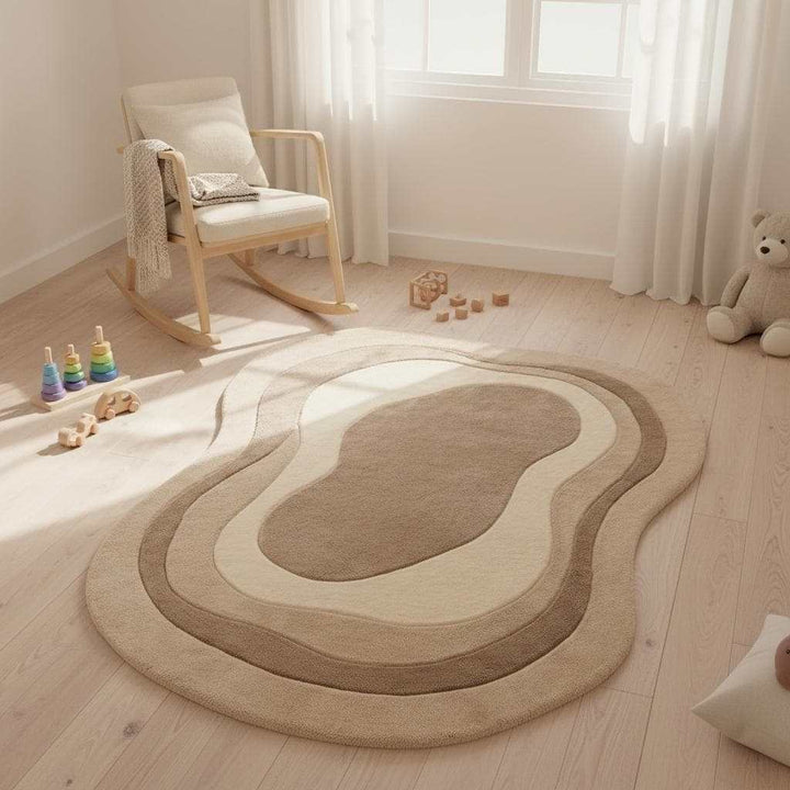 Translation missing: es.Freeform organic shaped wool rug with plush carved texture, designer style area rug