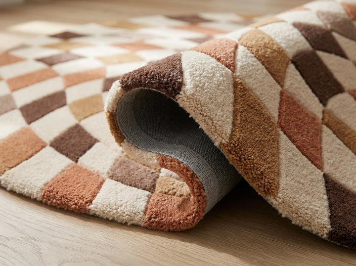 Translation missing: es.Hand Tufted Wool Rug, Retro Geometric Area Rug for Living Room, Mid Century Modern Carpet __etsy:8000470660