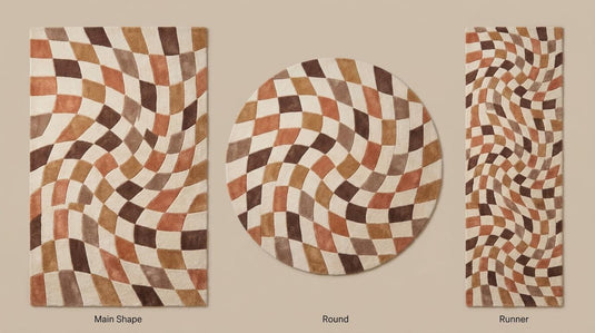Translation missing: es.Round geometric rug available in rectangle, round, and runner hallway styles for modern bedrooms, living rooms, and cozy interiors __etsy:8048400721