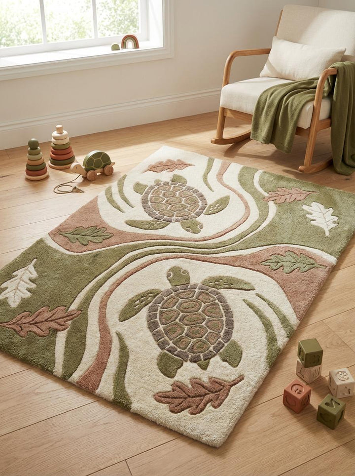 Translation missing: en.Soft wool hand tufted rug suitable for kids room, coastal home, or relaxing reading corner space