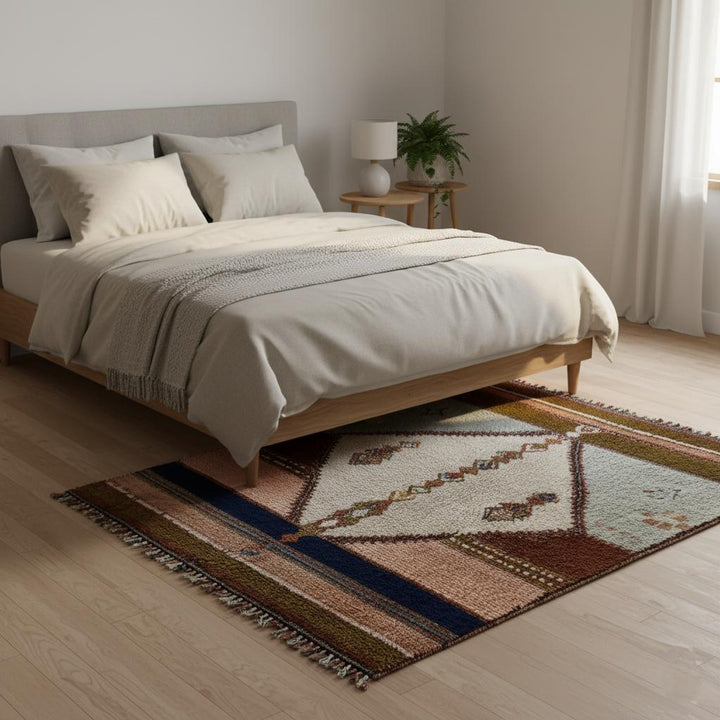 Translation missing: es.Hand-Woven Moroccan Wool Rug | Blush Pink &amp; Sage Berber Design