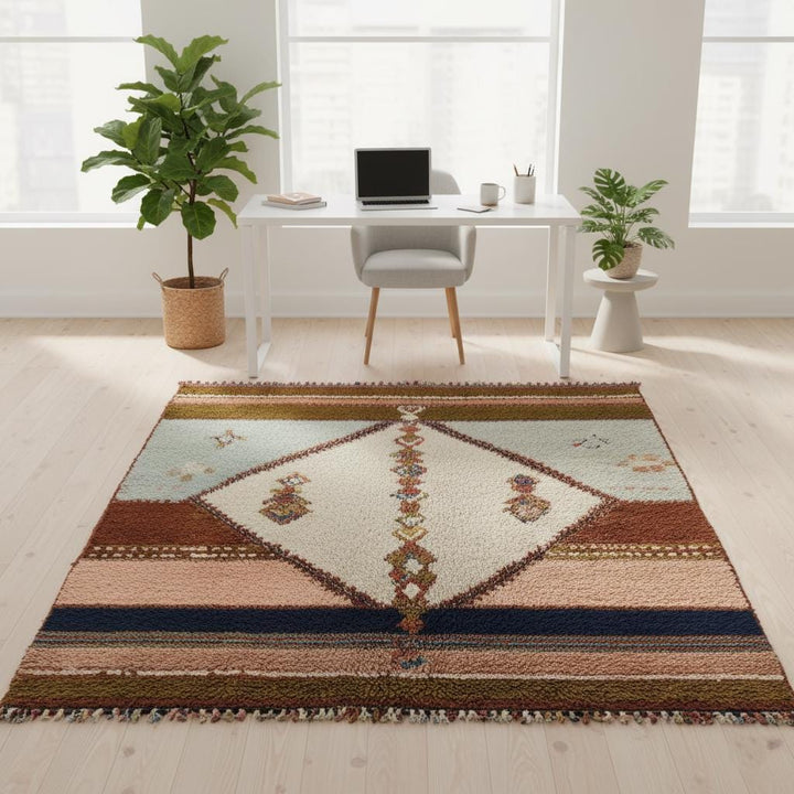Translation missing: es.Hand-Woven Moroccan Wool Rug | Blush Pink &amp; Sage Berber Design