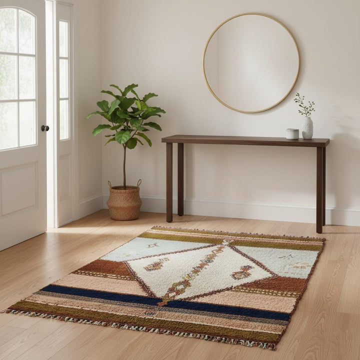 Translation missing: es.Hand-Woven Moroccan Wool Rug | Blush Pink &amp; Sage Berber Design