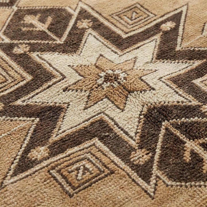 Translation missing: en.Hand knotted Vintage Style Anatolian Rug, Earth Tone Brown Beige Wool Area Rug, Geometric Pattern for Living Room