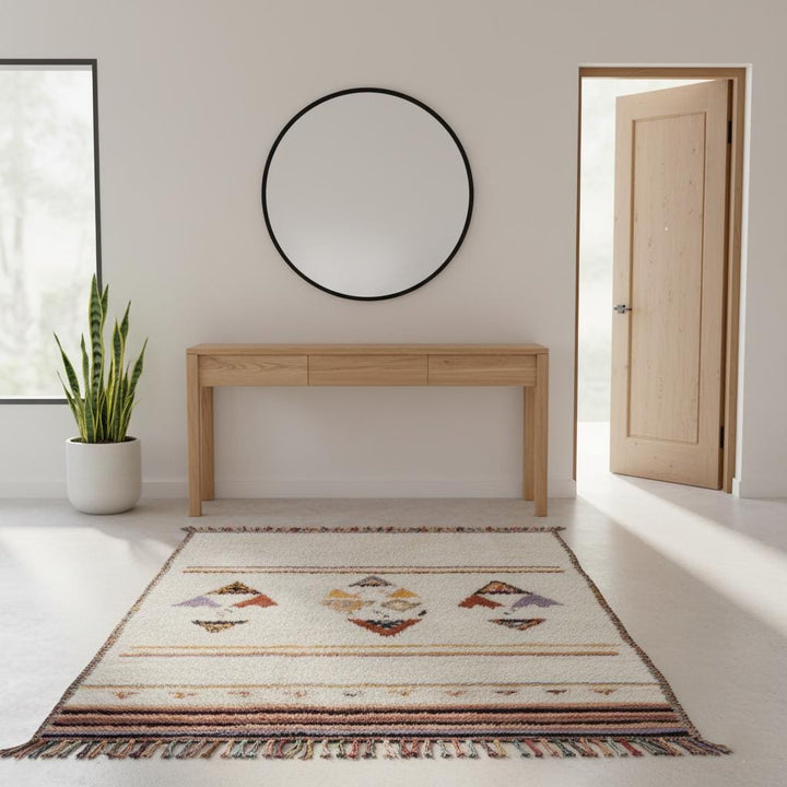 Translation missing: es.Hand-loomed Wool Rug – Blush Pink Moroccan Tribal Kilim