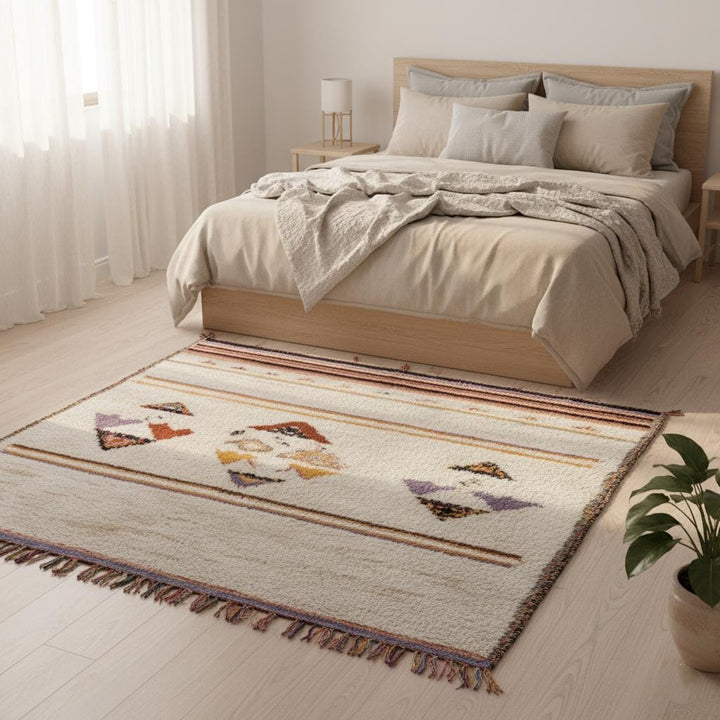 Translation missing: es.Hand-loomed Wool Rug – Blush Pink Moroccan Tribal Kilim