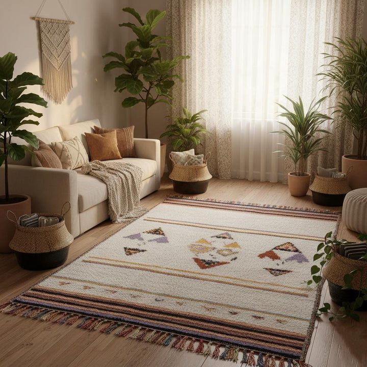 Translation missing: es.Hand-loomed Wool Rug – Blush Pink Moroccan Tribal Kilim
