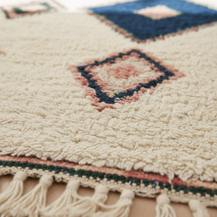 Translation missing: es.Handloom Moroccan Kilim Rug – Indigo Diamond Wool, Boho Accent Carpet