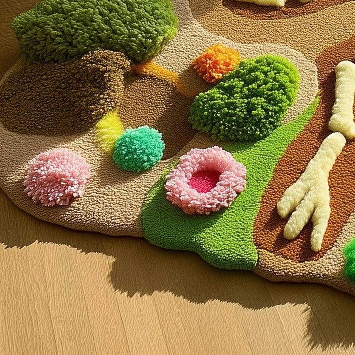 Translation missing: en.Handmade skeleton rug with tufted 3D dinosaur design and vibrant colors