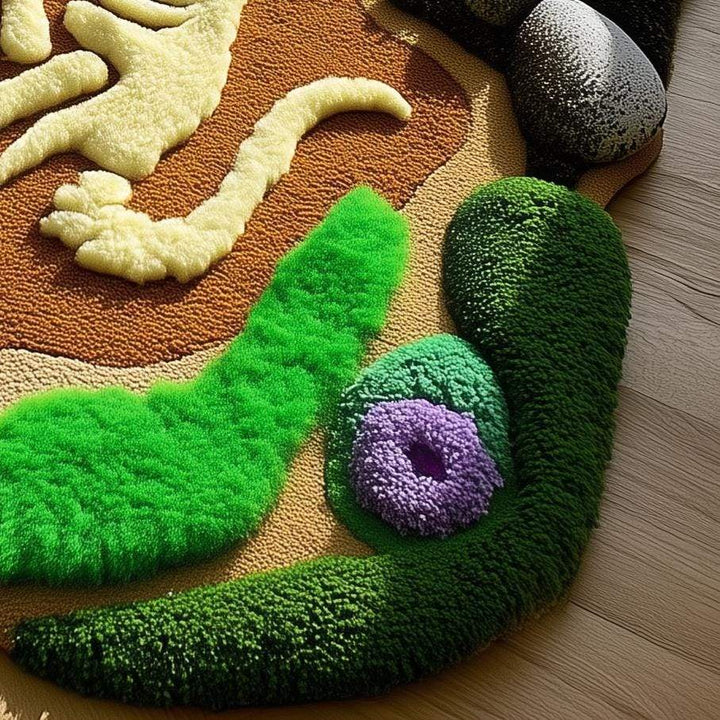 Translation missing: en.Handmade tufted dinosaur skeleton rug with 3D textured design and vibrant colors