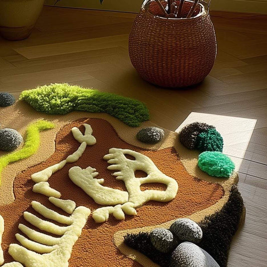 Translation missing: en.Handmade Tufted Dinosaur Skeleton Rug: 3D Textured Acrylic Yarn Carpet