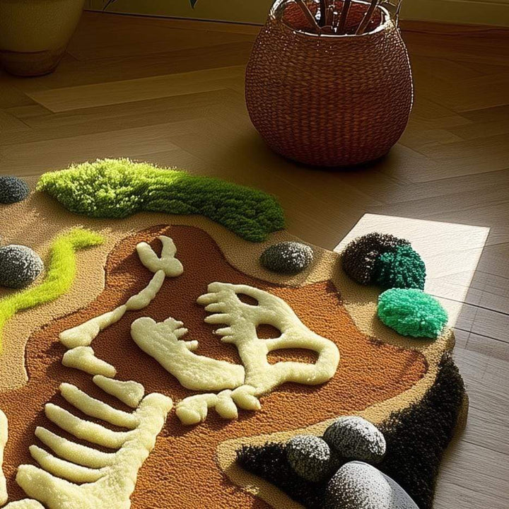 Translation missing: en.Handmade Tufted Dinosaur Skeleton Rug: 3D Textured Acrylic Yarn Carpet