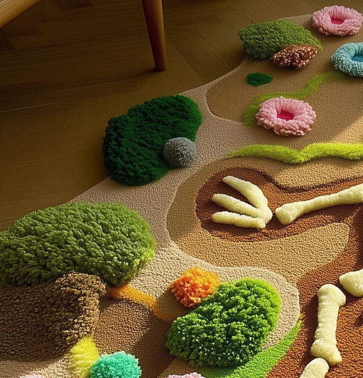 Translation missing: en.Handmade Tufted Dinosaur Skeleton Rug: 3D Textured Acrylic Yarn Carpet