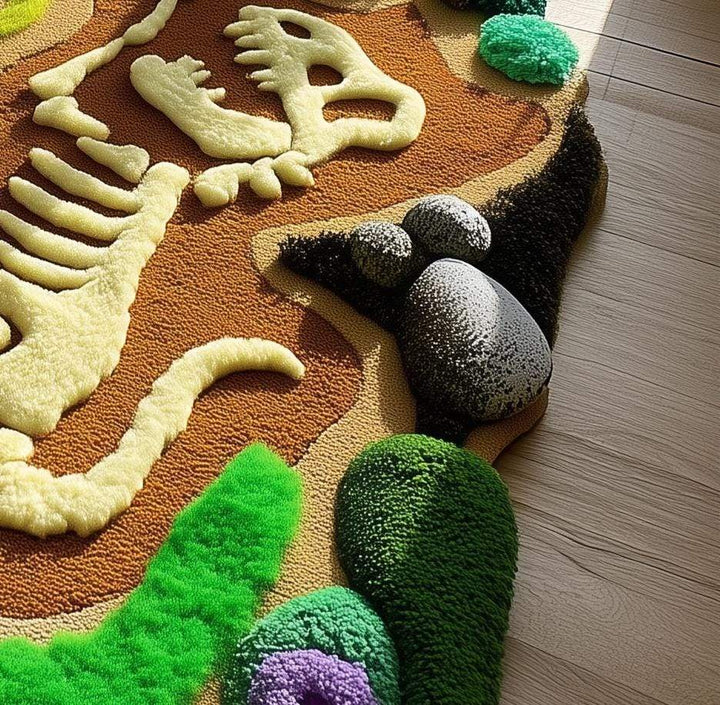 Translation missing: en.Handmade Tufted Dinosaur Skeleton Rug: 3D Textured Acrylic Yarn Carpet