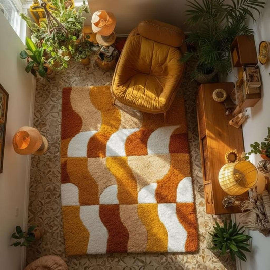 Translation missing: en.Handmade Tufted Shag Rug: Retro 70s Boho Wavy Design
