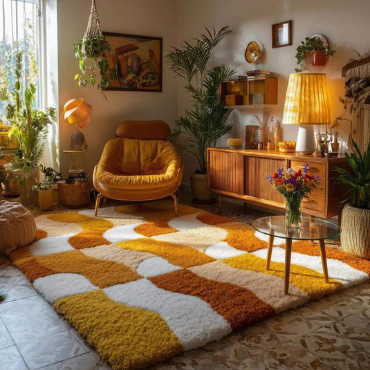Translation missing: en.Handmade Tufted Shag Rug: Retro 70s Boho Wavy Design