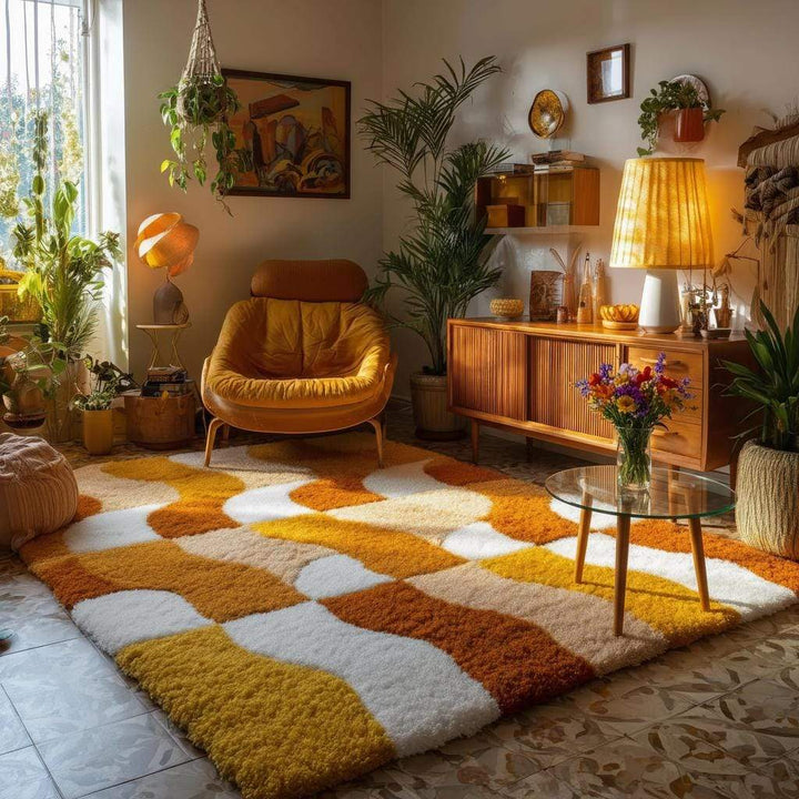 Translation missing: en.Handmade Tufted Shag Rug: Retro 70s Boho Wavy Design