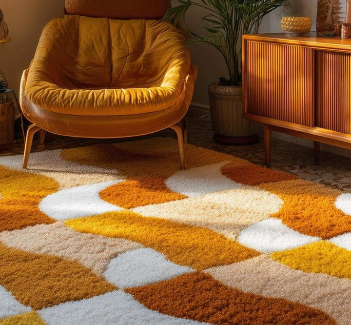 Translation missing: en.Handmade Tufted Shag Rug: Retro 70s Boho Wavy Design