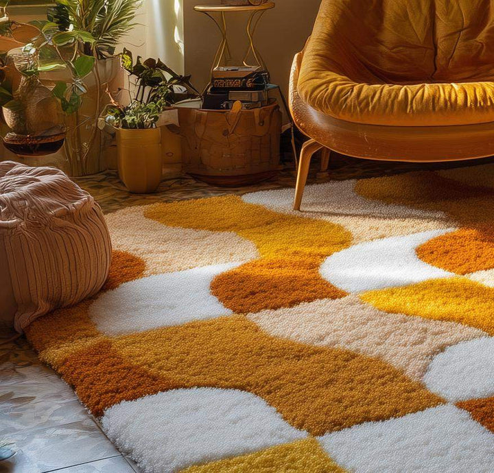 Translation missing: en.Handmade Tufted Shag Rug: Retro 70s Boho Wavy Design