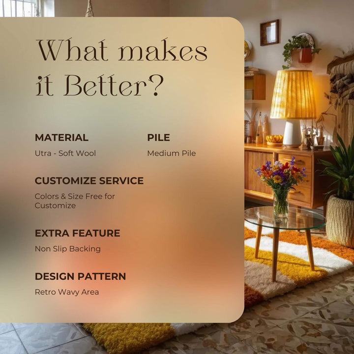 Translation missing: en.Handmade Tufted Shag Rug: Retro 70s Boho Wavy Design