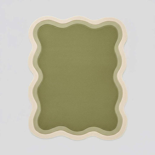 Translation missing: en.Handmade Tufted Wavy Green Rug: Modern Minimalist Floor Art