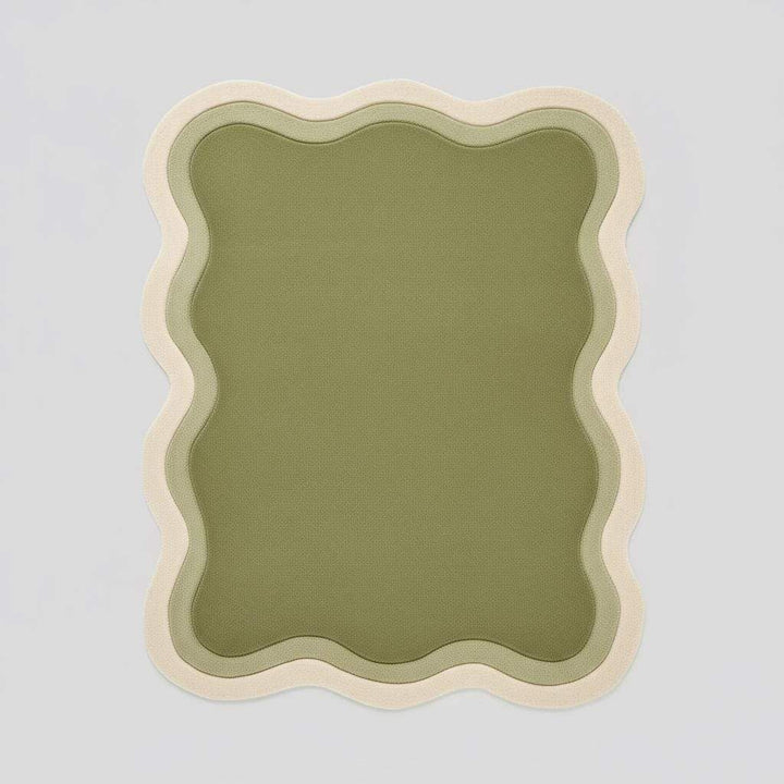 Translation missing: en.Handmade Tufted Wavy Green Rug: Modern Minimalist Floor Art