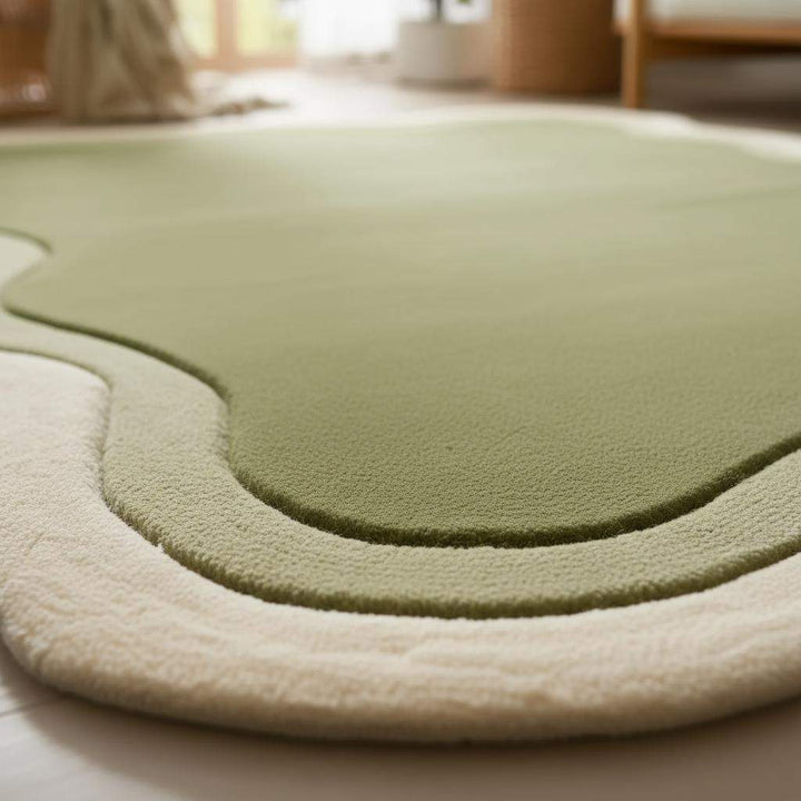 Translation missing: en.Handmade Tufted Wavy Green Rug: Modern Minimalist Floor Art