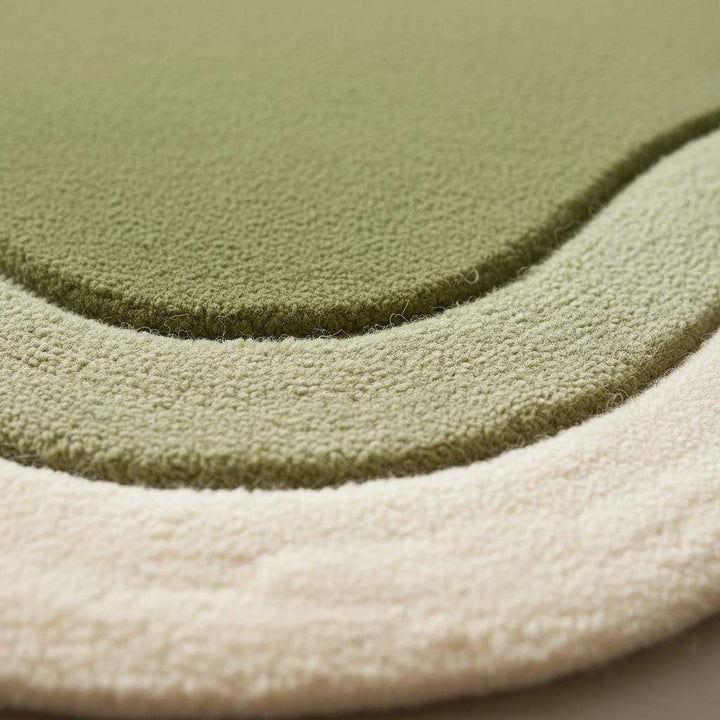 Translation missing: en.Handmade Tufted Wavy Green Rug: Modern Minimalist Floor Art