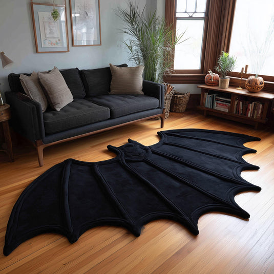 Translation missing: es.Handmade bat rug gothic Halloween decor tufted wool 6x9 feet large area rug