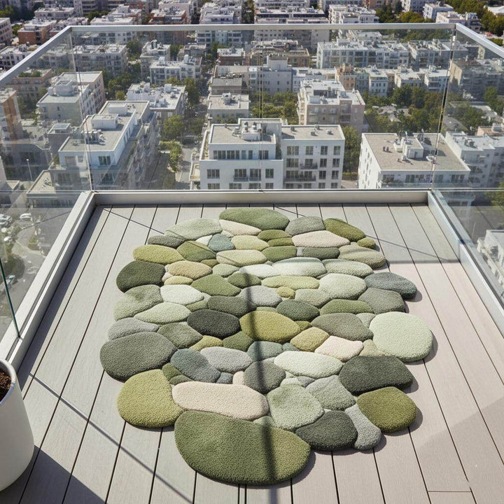 Translation missing: en.Handmade Wool Pebble Rug: 3D Stone Carpet, Biophilic Decor Teppich