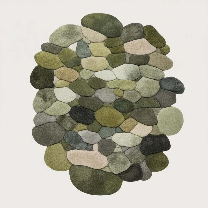 Translation missing: en.Handmade Wool Pebble Rug: 3D Stone Carpet, Biophilic Decor Teppich