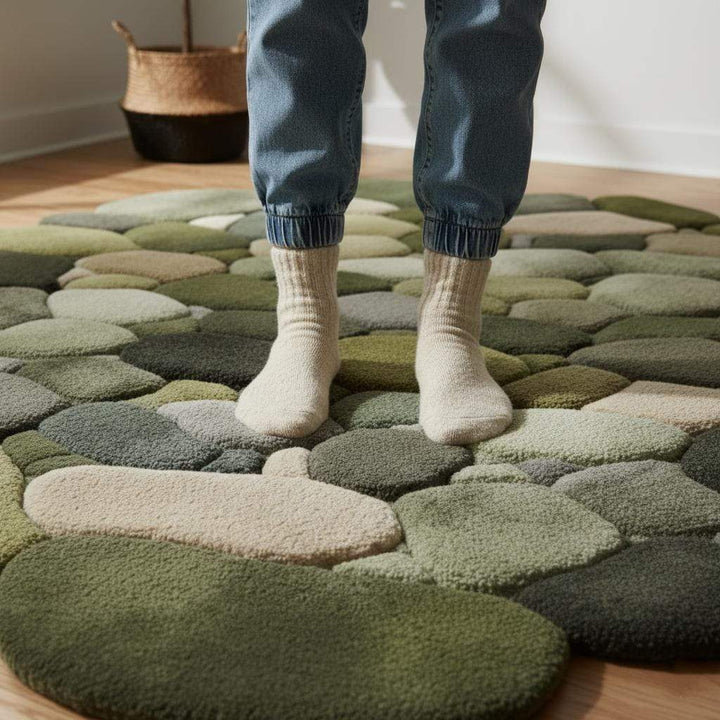 Translation missing: en.Handmade Wool Pebble Rug: 3D Stone Carpet, Biophilic Decor Teppich