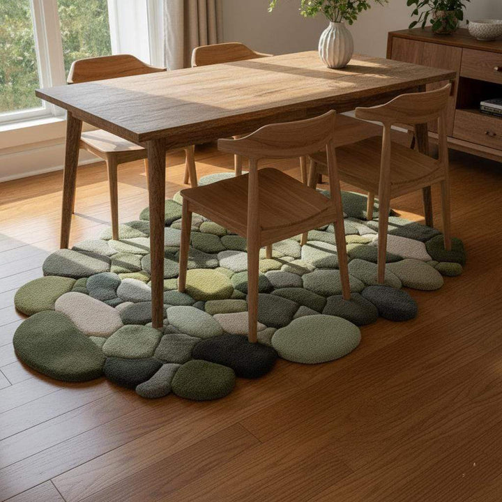 Translation missing: en.Handmade Wool Pebble Rug: 3D Stone Carpet, Biophilic Decor Teppich