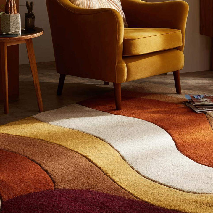 Translation missing: en.Handmade Wool Rug: Retro 70s Abstract Wavy Design