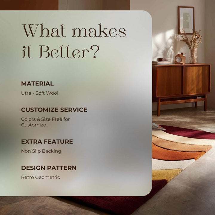 Translation missing: en.Handmade Wool Rug: Retro 70s Abstract Wavy Design