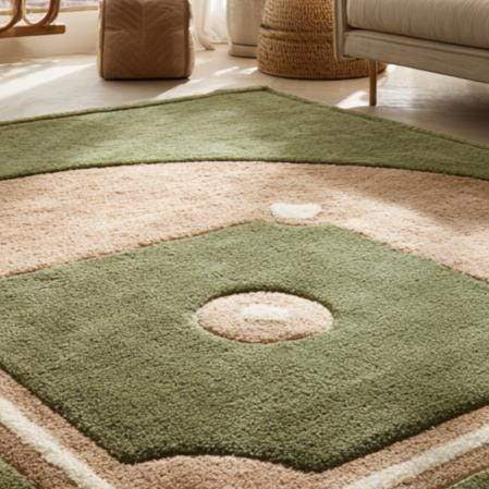 Translation missing: es.Handmade baseball rug with plush wool and detailed baseball diamond design for kids' rooms and play areas
