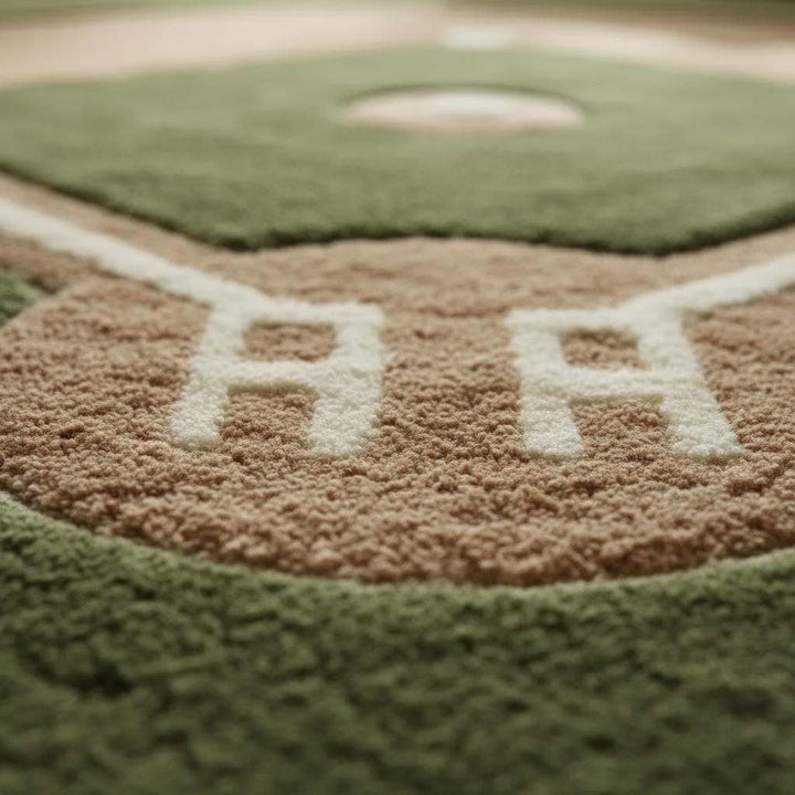 Translation missing: es.Handmade baseball rug with plush wool tufted baseball diamond design for kids room decor