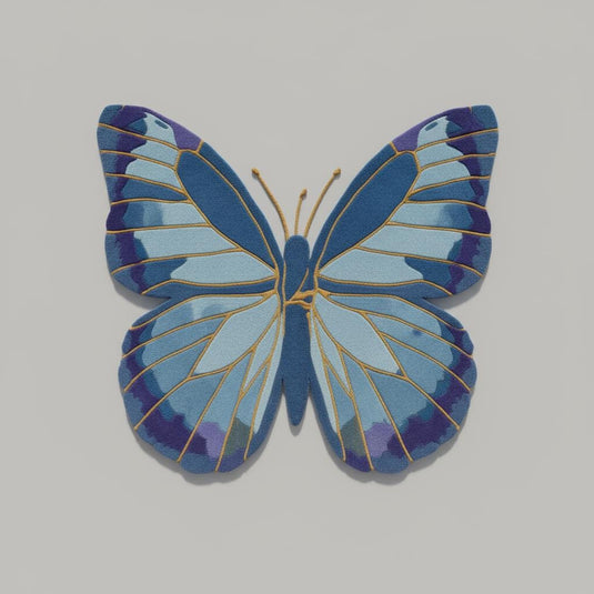 Translation missing: es.Handmade Blue Butterfly Wool Rug: Tufted Accent Mat, Nursery Decor