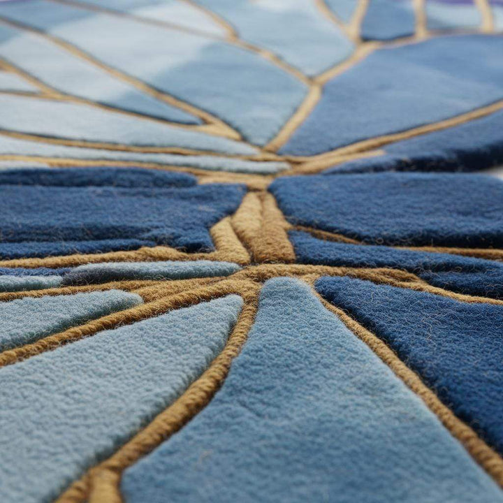 Translation missing: es.Handmade Blue Butterfly Wool Rug: Tufted Accent Mat, Nursery Decor