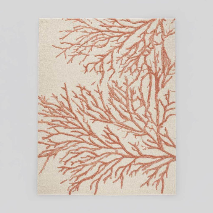 Translation missing: en.Handmade coral reef design beige and terracotta wool tufted rug for coastal home décor