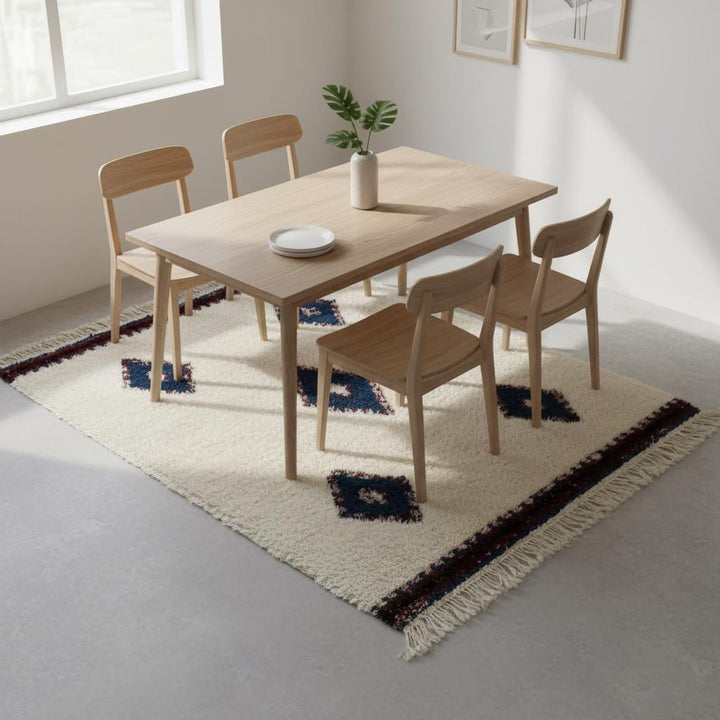 Translation missing: es.Handmade Moroccan Beni Ourain Rug - Indigo Diamond Berber Kilim