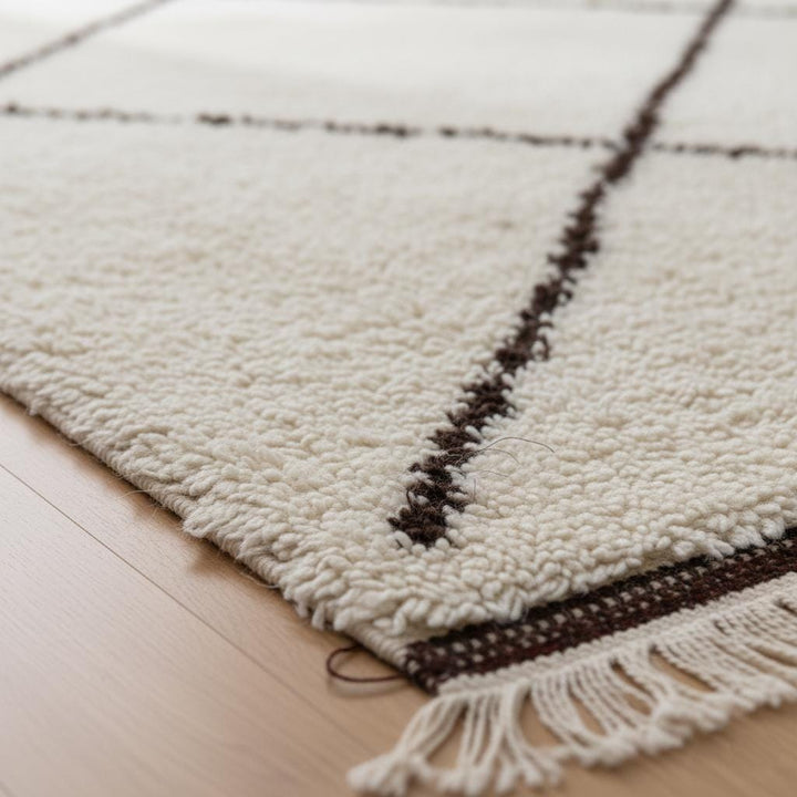 Translation missing: es.Handmade Moroccan Beni Ourain Wool Rug – Ivory Berber Diamond Rug