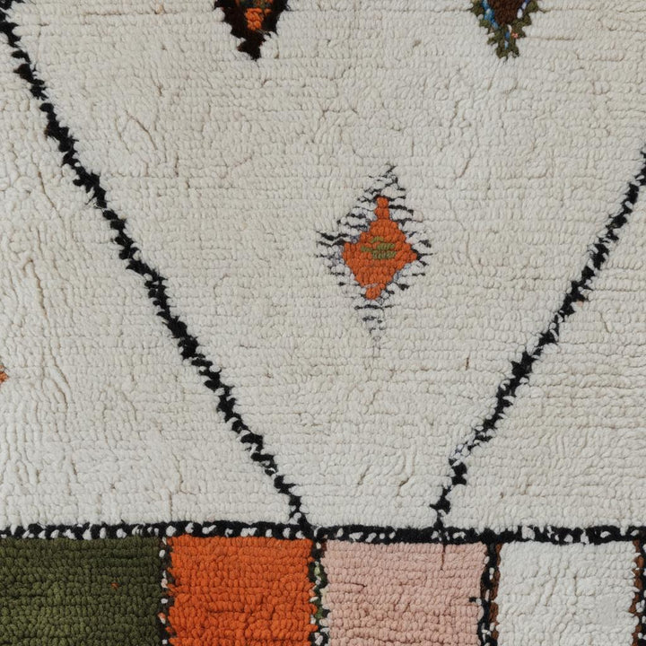 Translation missing: es.Handmade Moroccan Berber Wool Rug – Cream Diamond Boho Accent