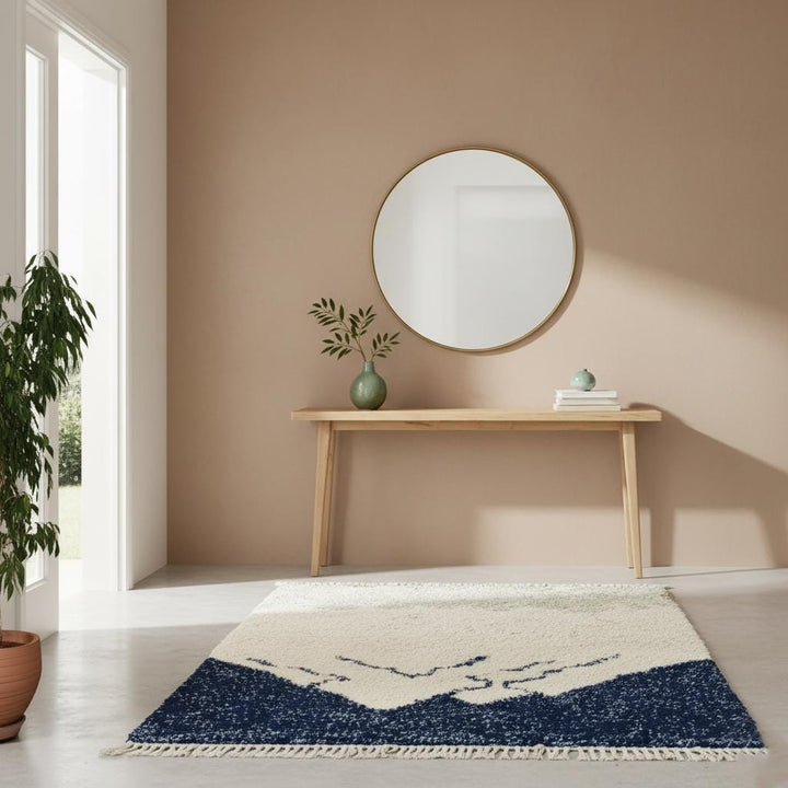 Translation missing: es.Handmade Moroccan Wool Rug | Mountain Berber Design, Boho Art