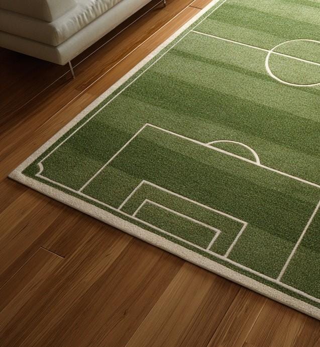 Translation missing: es.Handmade soccer field rug tufted wool carpet for kids playroom 5x10
