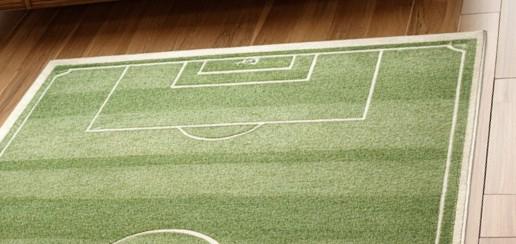 Translation missing: es.Handmade tufted wool soccer field rug for kids playroom, green sports-themed area rug 5x10 feet