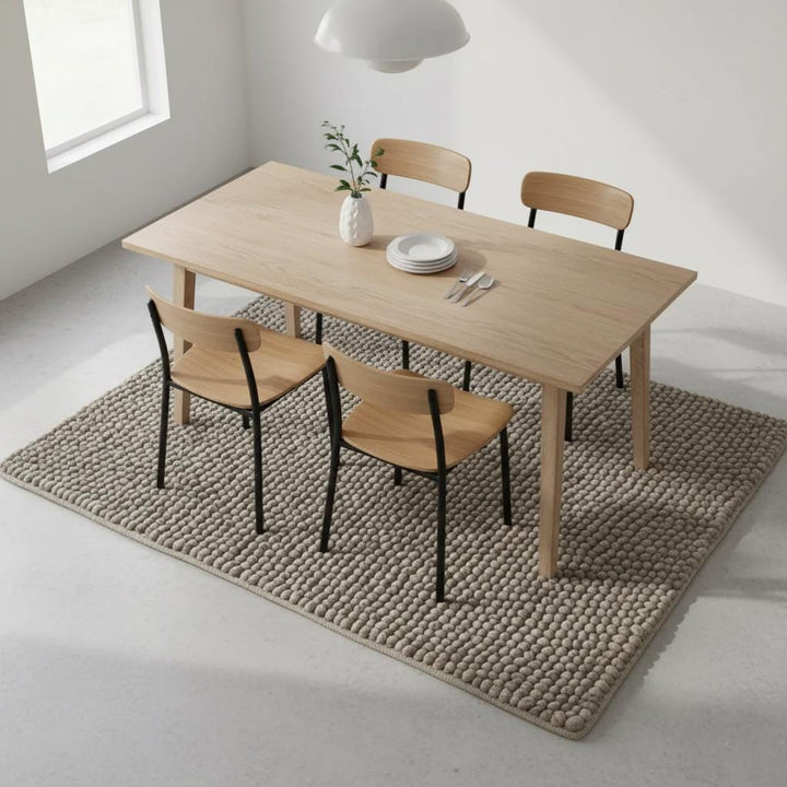 Translation missing: en.Handmade Taupe Felt Ball Rug – Chunky Wool Pom Pom Mat