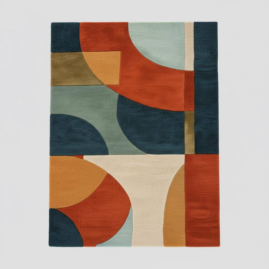 Translation missing: en.Handmade Tufted Abstract Rug, Modern Neutral Wool Carpet, Beige Cream Contemporary Area Rug, Custom Size Living Room Rug. Size- 6x9 feet Rug