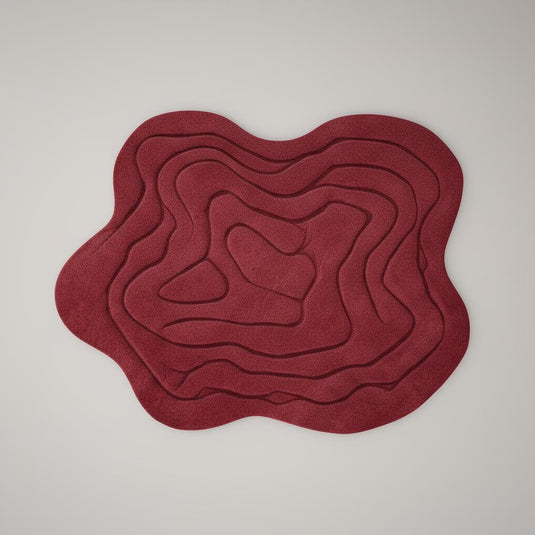 Translation missing: en.Handmade Tufted Red Rug: Modern 3D Wave Design, Irregular Shape